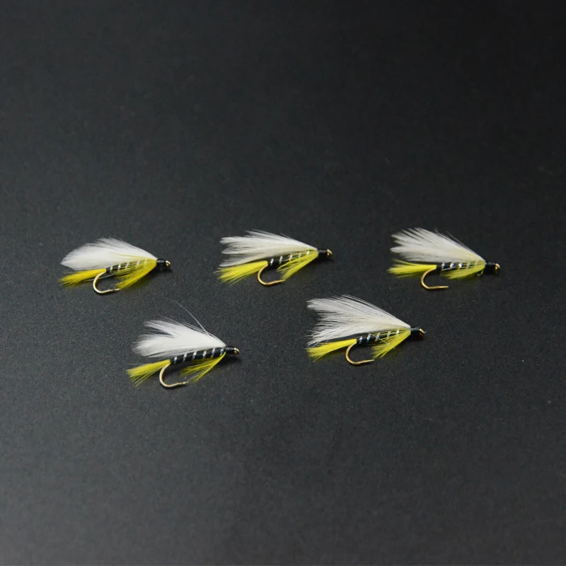 Contemporator-Serpentinas de fantasma negro, 5 piezas, 10 #, moscas de pesca con mosca, cebo artificial clásico, pesca de trucha de mar, salmón, Cabeza de Acero