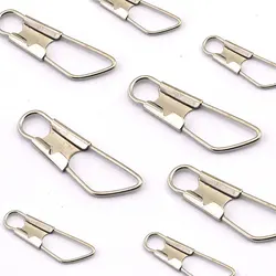 [50 uds] broches de seguridad de acero inoxidable con alto contenido de carbono, conector de accesorio, Clip de señuelo, bloqueo a presión, accesorios de pesca, tamaño 00 #   A 6 #
