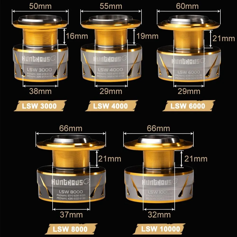 HuntHouse-carrete giratorio de pesca, aleación de 20kg, Jigging, Saltist LSW3000-LSW10000, 4,9: 1, 5,1: 1, 10BB - imagen 2