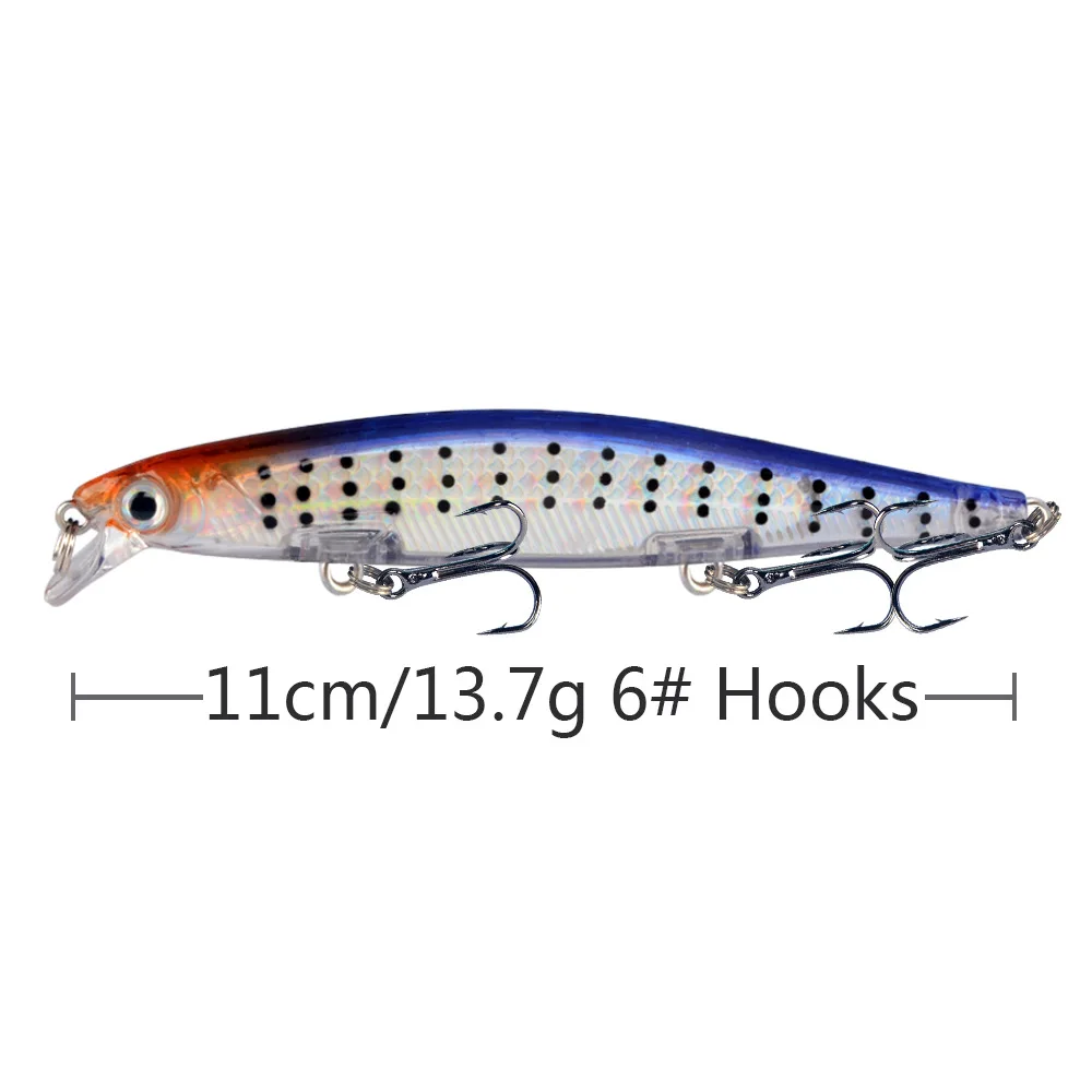 Señuelo de pesca de pececillos láser que se hunde, 11cm, 13,7g, cebo duro Wobbler con ganchos 6 #, aparejos de pesca, lucio, Peche Isca Artificial, 1 ud. - imagen 5