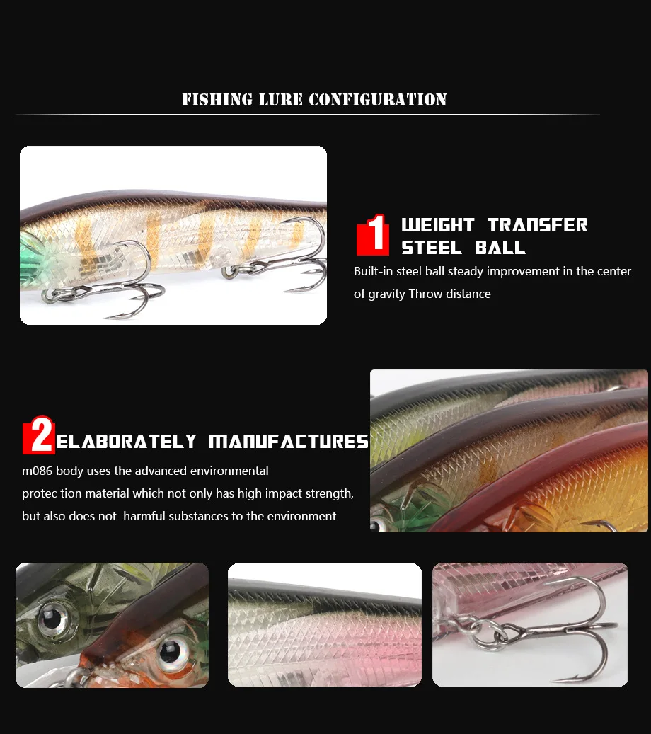 Señuelos de Pesca de pececillos, cebo Artificial flotante de labio grande, Wobblers, 135mm, 15,5g, ojos 3D, aparejos de pesca de lubina Jerkbait, 1 ud. - imagen 3