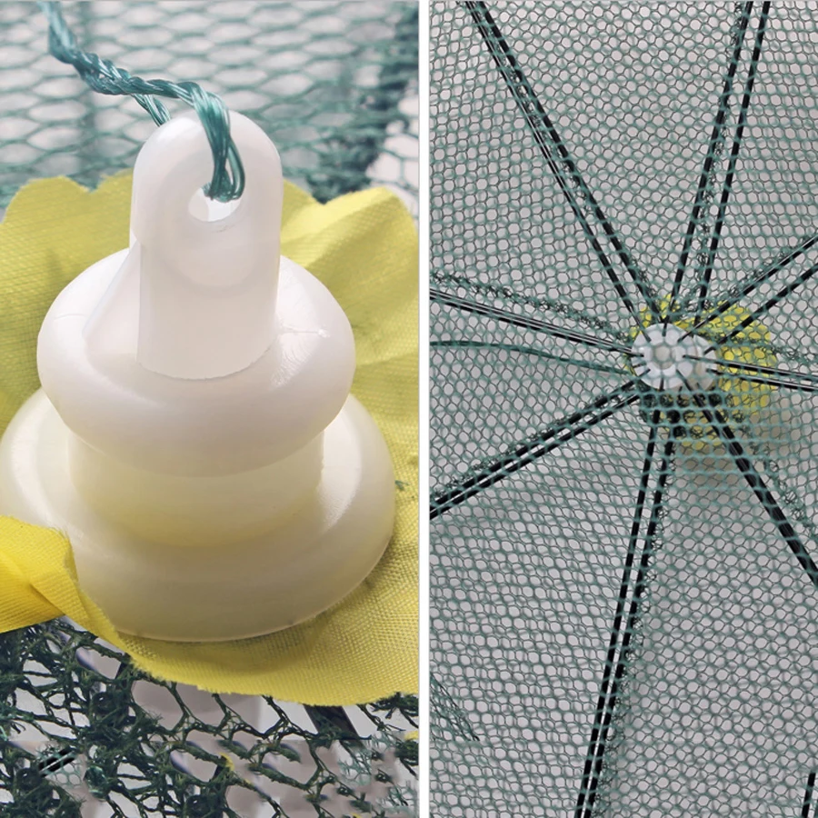 Trampa de paraguas plegable automática portátil, tipo red de pesca, jaula para camarones, trampa para peces y cangrejos, red fundida con 6/8/10/16/20 agujeros, 6/8/10/16/20 agujeros - imagen 3