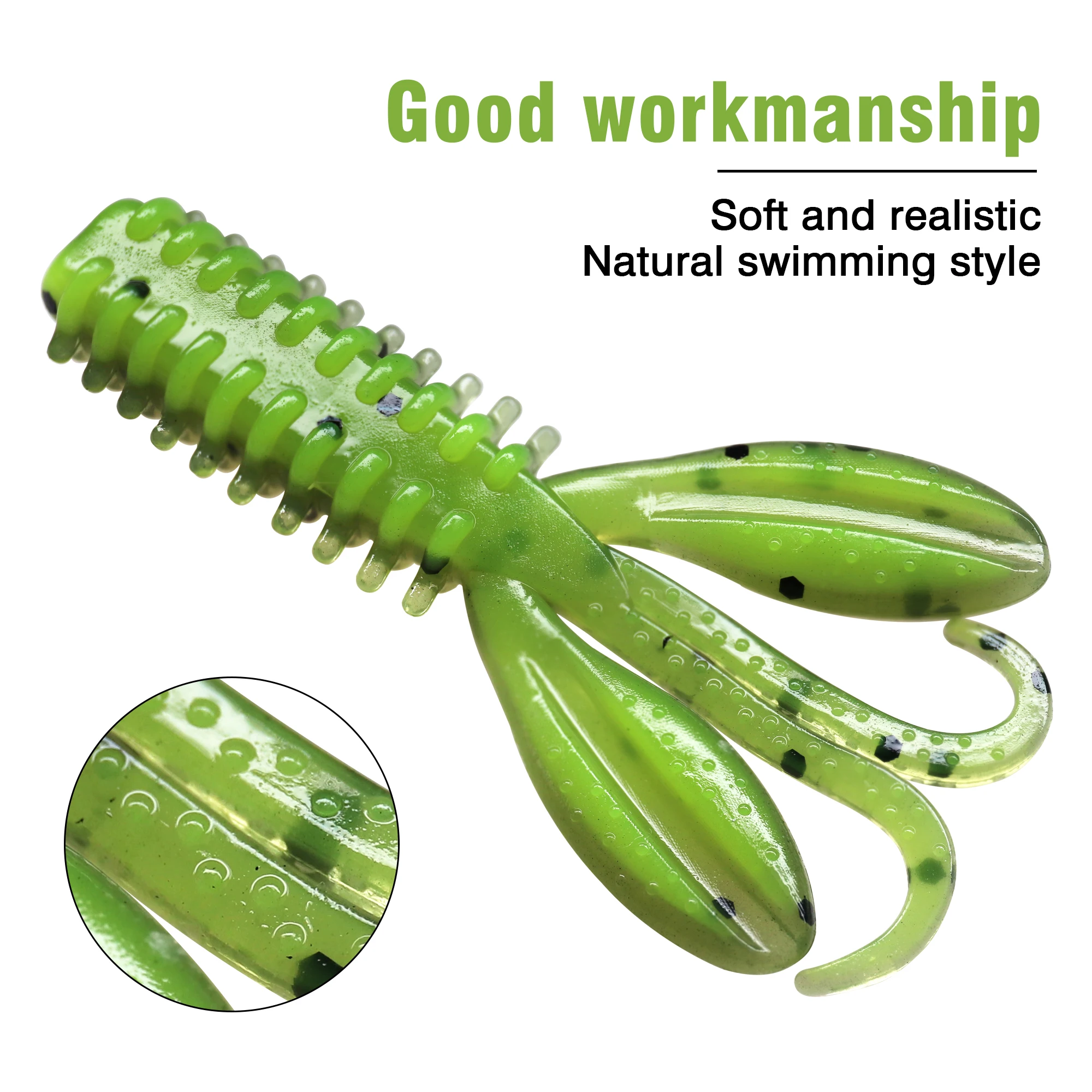 THKFISH-señuelo de pesca de silicona suave, cebos para camarones, 50mm, 1,4g, cebo Artificial de goma, Wobblers de gusano suave para pesca de carpa, 25 uds. - imagen 3