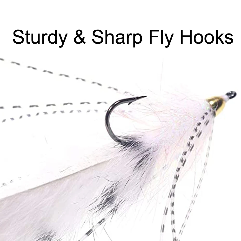 Ellllv 3 piezas # Señuelo de pesca de salmón, Lucio, lubina, latón, conohead Zonker, Streamer, variación de moscas, naranja, blanco y amarillo, 1/0 - imagen 5