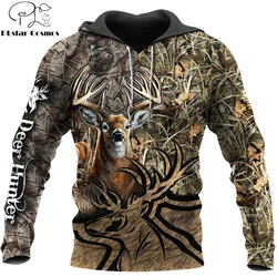 Sudadera premium 3D ciervo caza unisex con capucha y cremallera