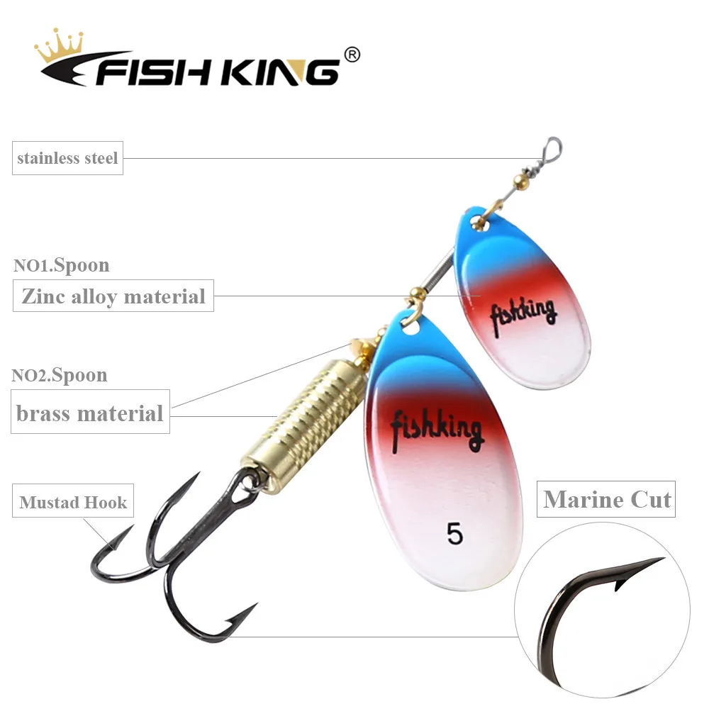 FISH KING-Cebo giratorio doble de 20g, señuelo de pesca largo, aparejos de pesca, cuchara Artificial, señuelos de Metal para pesca de Lucio - imagen 3