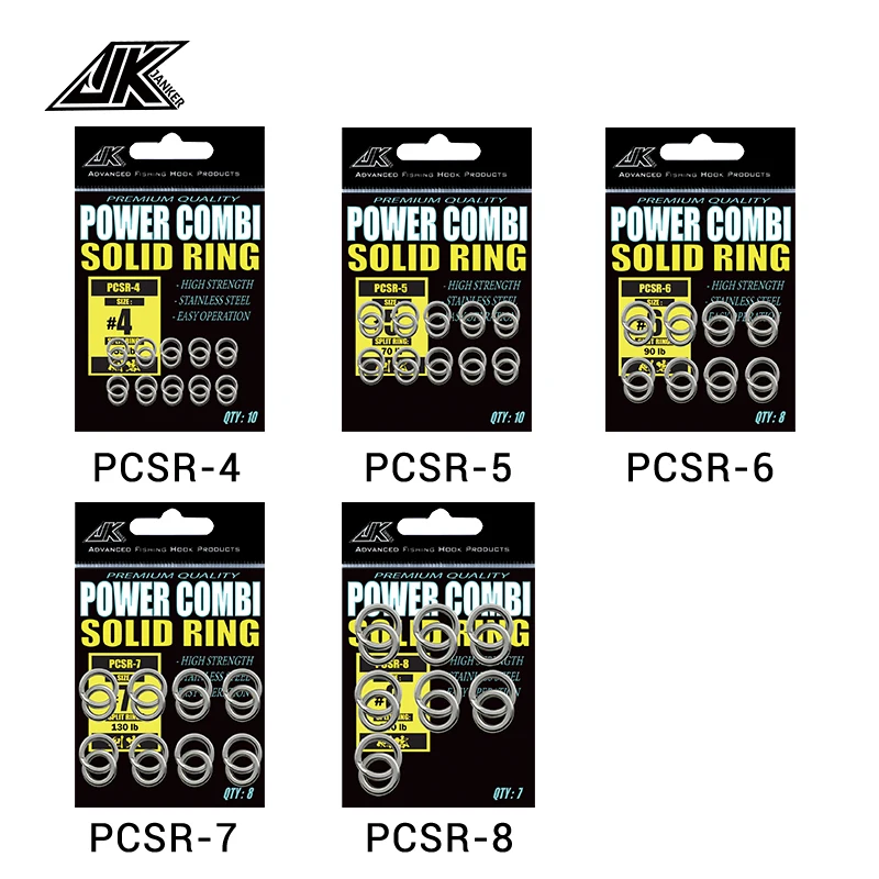 JK-Anillo de pesca de acero inoxidable Combi Power, señuelo de anillo sólido para manivela en blanco, Kit de herramientas de cebo, llavero de Metal, 55-200LB - imagen 5