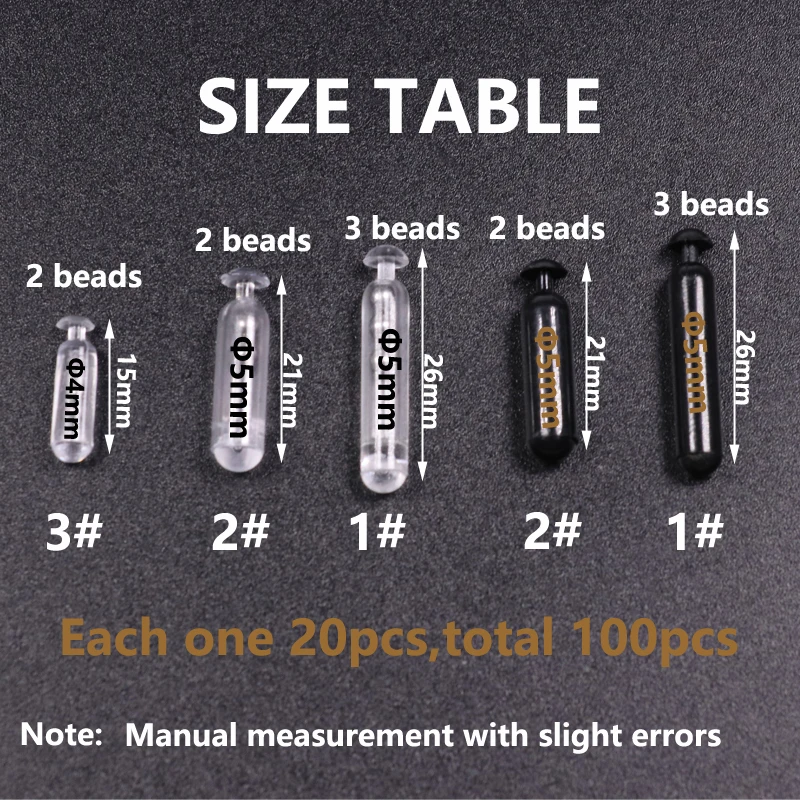 Sonajeros de plástico de pesca de tamaño mixto, señuelo para atar moscas, tubo de sonido, sonajeros integrados, señuelos blandos/duros, accesorios de pesca, 100 unids/lote por caja - imagen 3