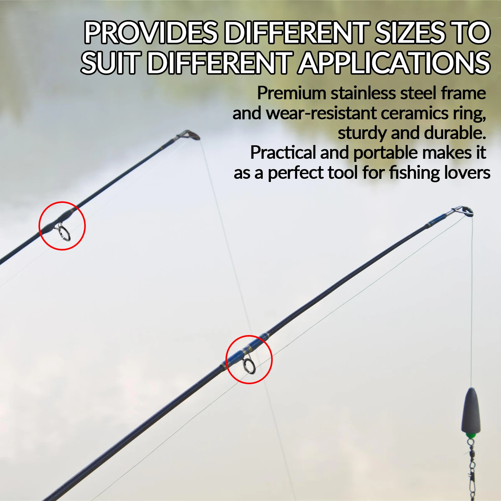 Juego de reparación de guías de caña de pescar, herramienta de bricolaje, construcción de caña, anillo de cerámica, Kit de reemplazo de guías de caña de pescar, aparejos de pesca, 7 Uds. - imagen 5