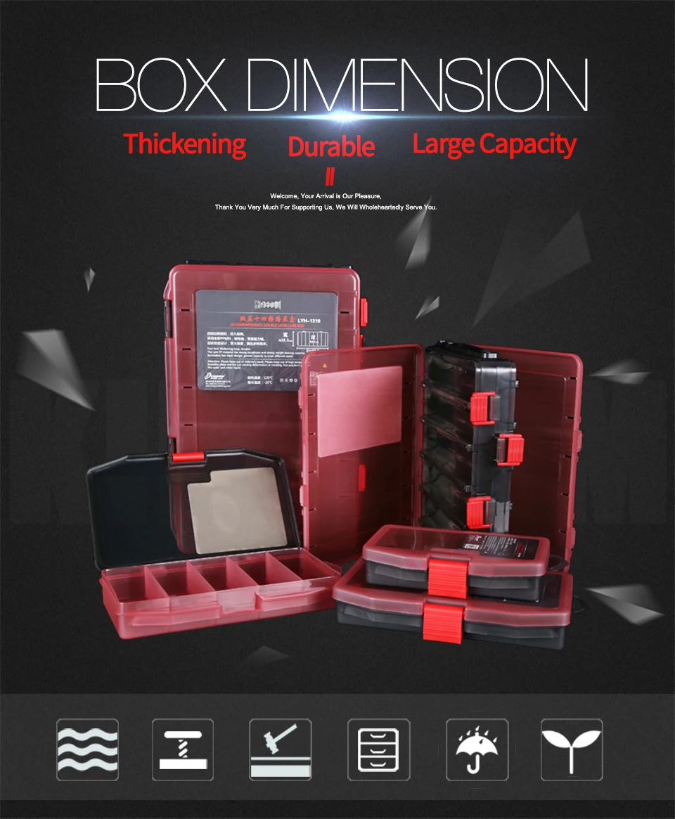 Kingdom Fishing Tackle Box Fish Lures Hooks Baits Compartments Storage Case Box Fishing Tackle Box for Pesca Fishing Accessories (1)