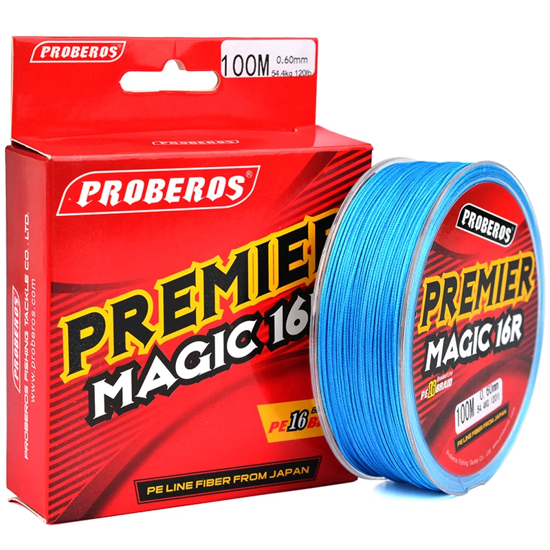 PROBEROS-sedal de pesca PE de 100M, 16 tejidos, 16 soportes, cable trenzado japonés disponible, aparejos de línea PE de 40LB-120LB, paquete rojo - imagen 5