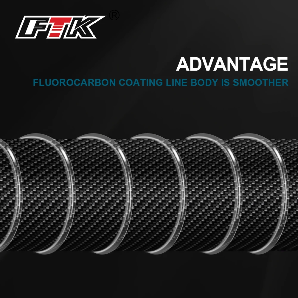 FTK-sedal de Señuelos de Pesca de fluorocarbono, 100m, 4,13-34,32LB, líder de fibra de carbono, línea de Pesca con mosca súper suave