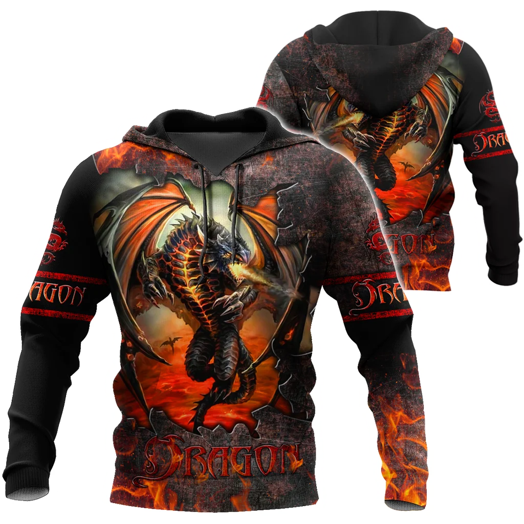 Increíble tatuaje de dragón 3D completamente estampado Sudadera con capucha y sudadera para hombre otoño Unisex sudaderas con cremallera ropa de calle informal KJ822 - imagen 3