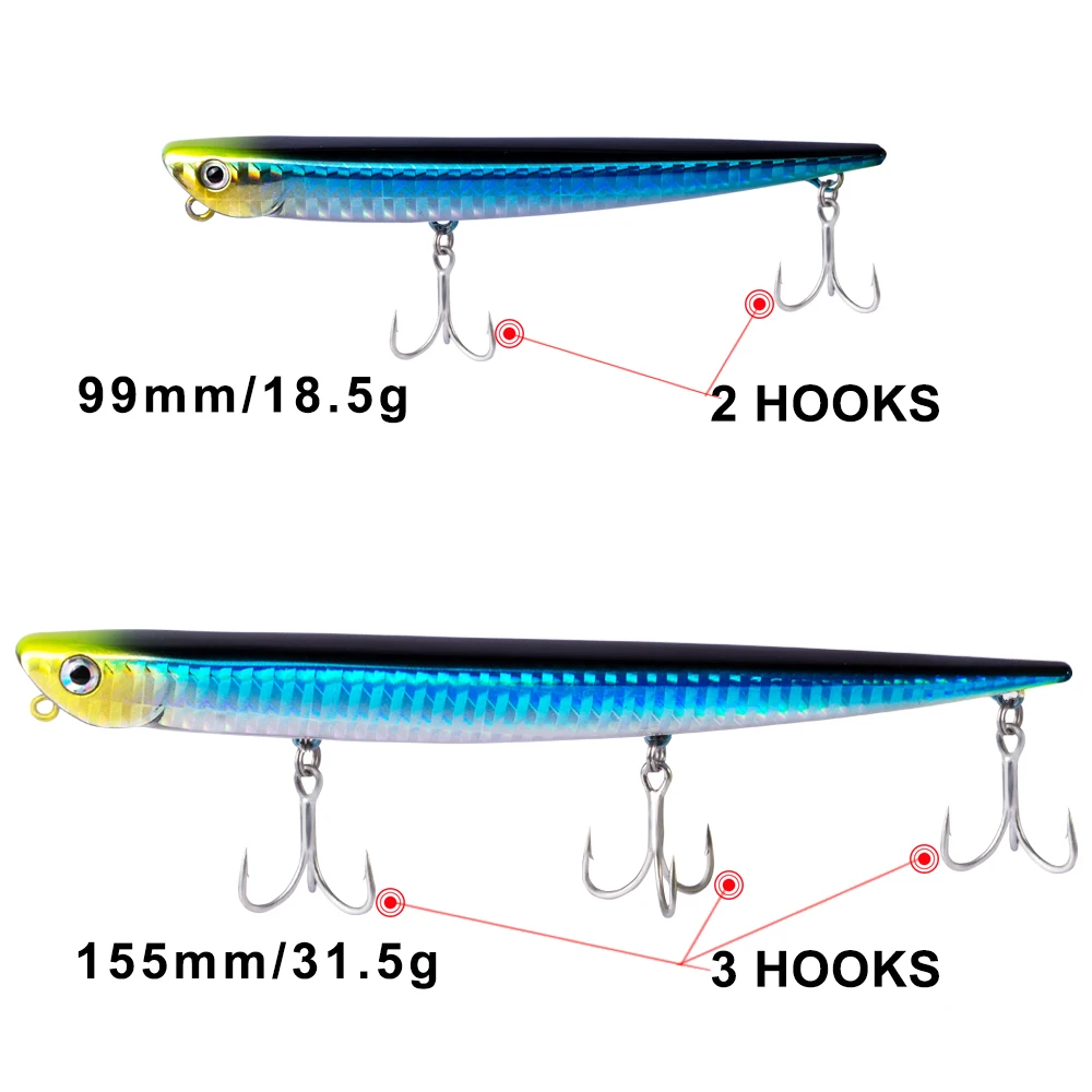 Hunthouse-señuelo de pesca tipo lápiz, 99mm, 18,5g, 155mm, 31,5g - imagen 2