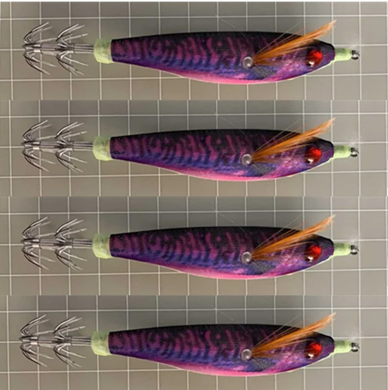 8 piezas de señuelo de pesca 10 cm/10g gancho calamar jigging Wobblers pulpo sepia de camarones cebos duros 3D ojo - imagen 4