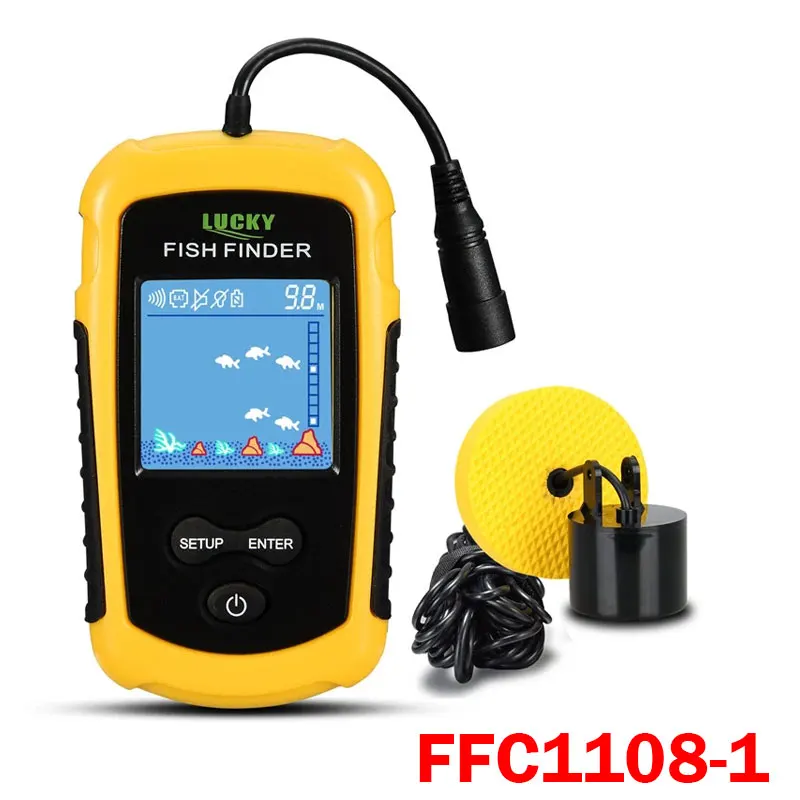 LUCKY-buscador de peces recargable, FF1108-1CWLA/CT, Sensor de Sonar inalámbrico/con cable, buscador de pesca, pantalla a Color, profundidad máxima de agua de 45M - imagen 3