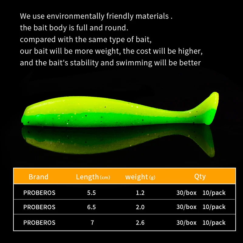 PROBEROS-SEÑUELOS blandos de pesca, cebos de silicona para Sábalo, Swimbait, Wobblers artificiales para trucha y pez gato, 55-65-70mm, 30 unids/caja - imagen 3