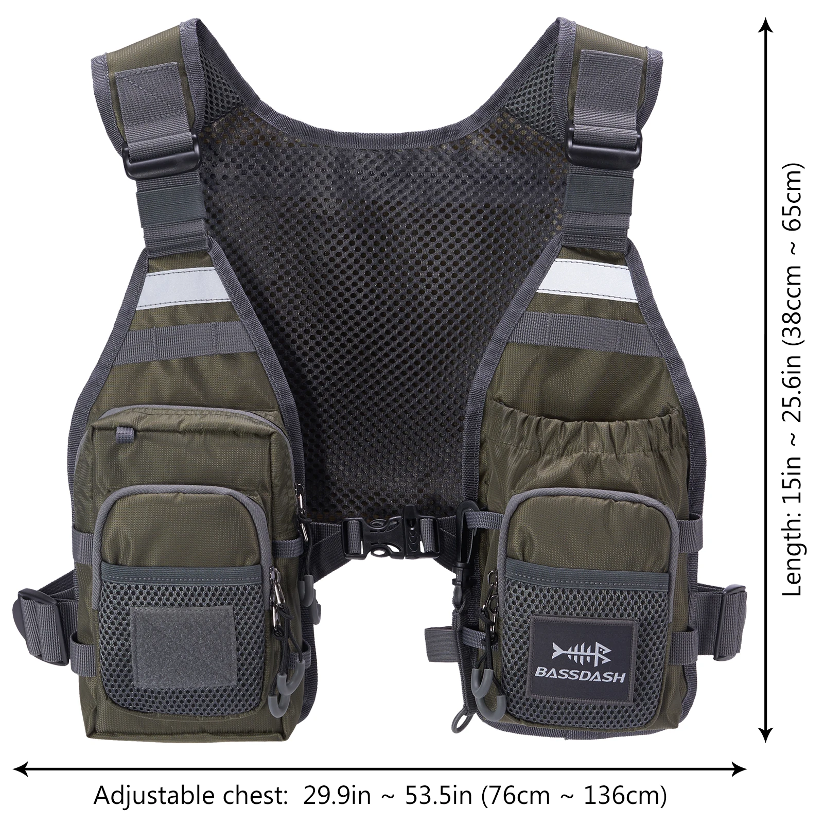 Bassdash-Chaleco de pesca ultraligero FV08 para hombre y mujer, paquete de pecho portátil, talla única - imagen 2