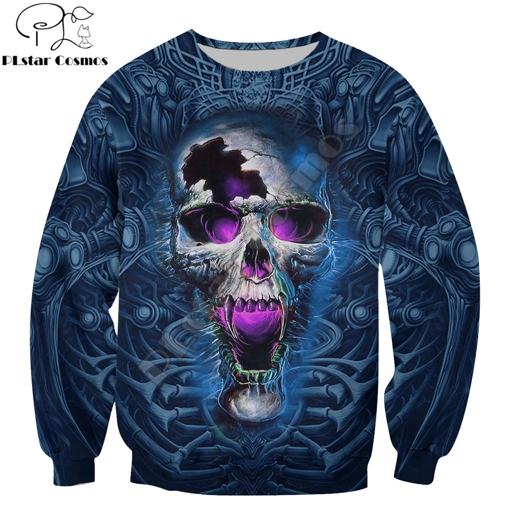 Sudadera con capucha de otoño para hombre con estampado 3D de calavera de terror, ropa de calle Unisex, chaqueta informal con cremallera, jersey de Halloween KJ657 - imagen 5