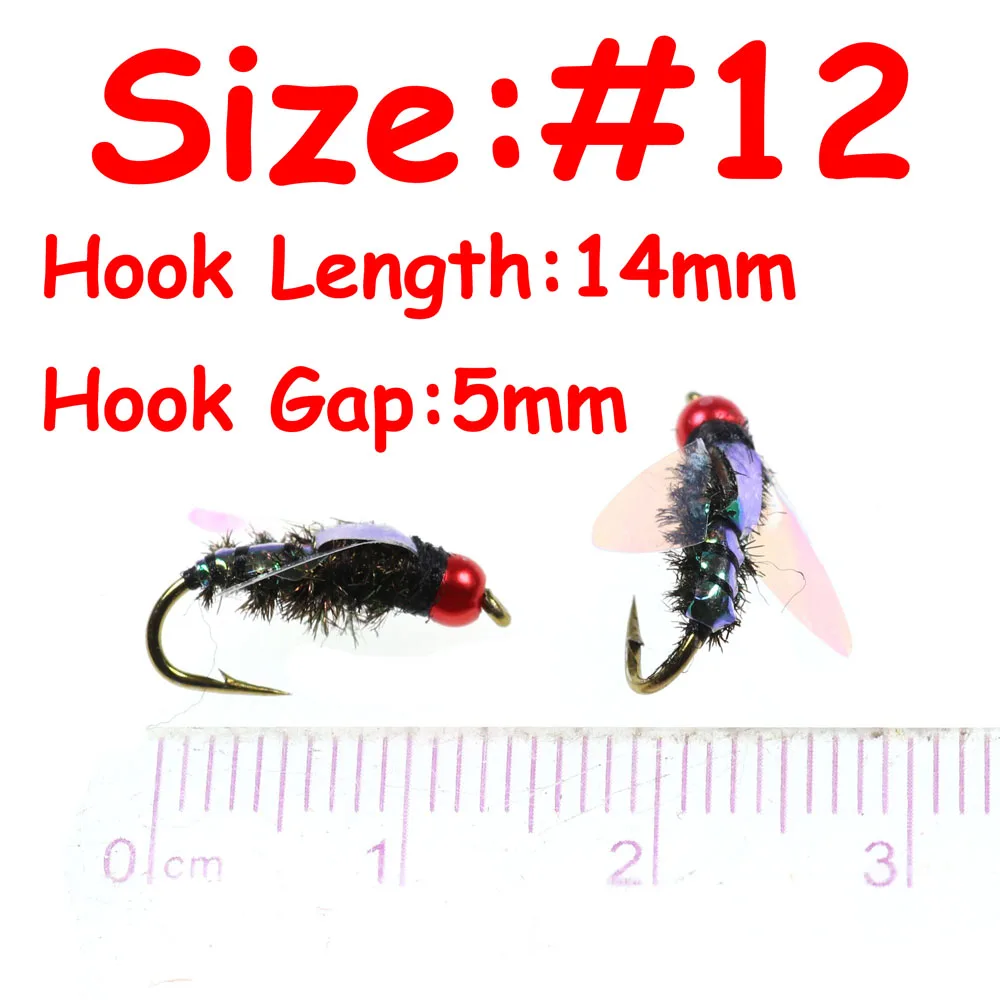 Bimoo-SEÑUELOS DE pesca con mosca, cebo de insectos, trucha, trucha, Arctic Char, caja libre, 6 unids/lote, n. ° 12 - imagen 2