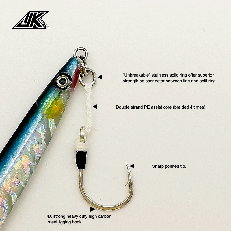 JK HV Heavy Assist pesca en el mar 4X anzuelos fuertes 32 hebras PE equipo de línea pescador para juego grande artículos de pesca Mustad