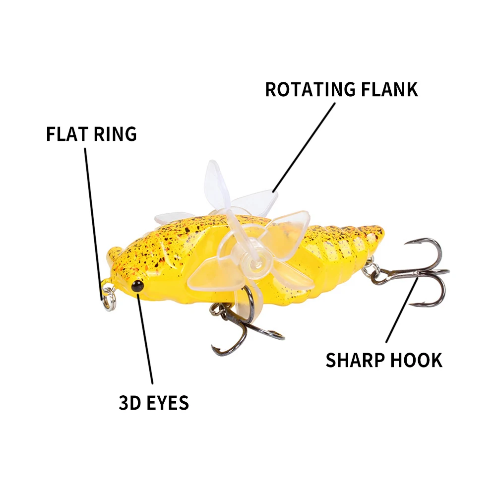 Cigarra Whopper Topwater Popper Señuelos de Pesca 7,5 cm 15,5g cebo Artificial, Wobblers giratorio hélice doble Trolling abordar - imagen 2