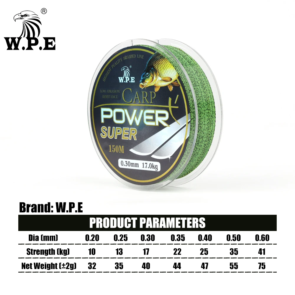 W.P.E-sedal de nailon para pesca de carpa, superpotente, revestimiento de fluorocarbono, 10-41KG, doble color, hundimiento rápido, 0,2mm-0,60mm - imagen 5