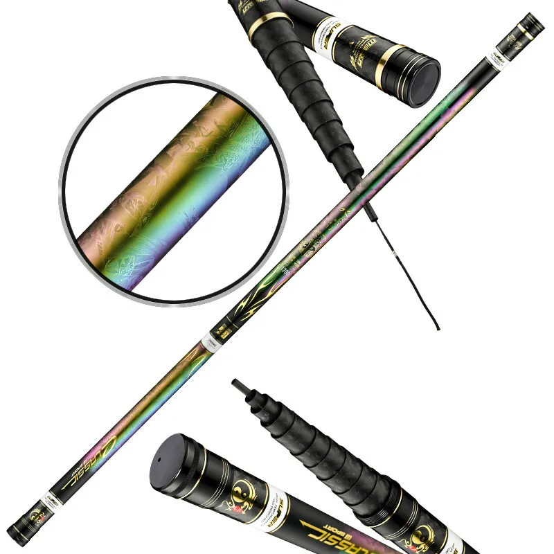 Caña de pescar telescópica de fibra de carbono, caña de pescar de sección larga, superdura, 9/10/11/12/13m - imagen 3