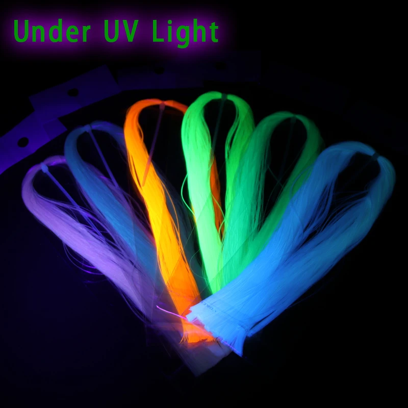 Wifreo 10 bolsas de atado de moscas, pececillos luminiscentes de fibra EP, Material brillante para pesca, anzuelo de plantilla, señuelos para hacer trucha luminosa UV, aparejo de mar - imagen 4