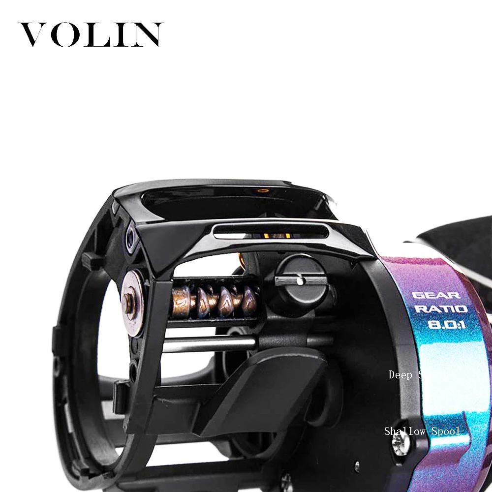 Volin-carrete de pesca BFS Baitcasting, 2 carretes, sistema de freno magnético, arrastre máximo 6KG, 11 BB 8,0: 1, varilla para trucha de alta velocidad - imagen 2