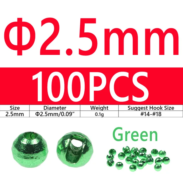 100PCS 2.5mm Green