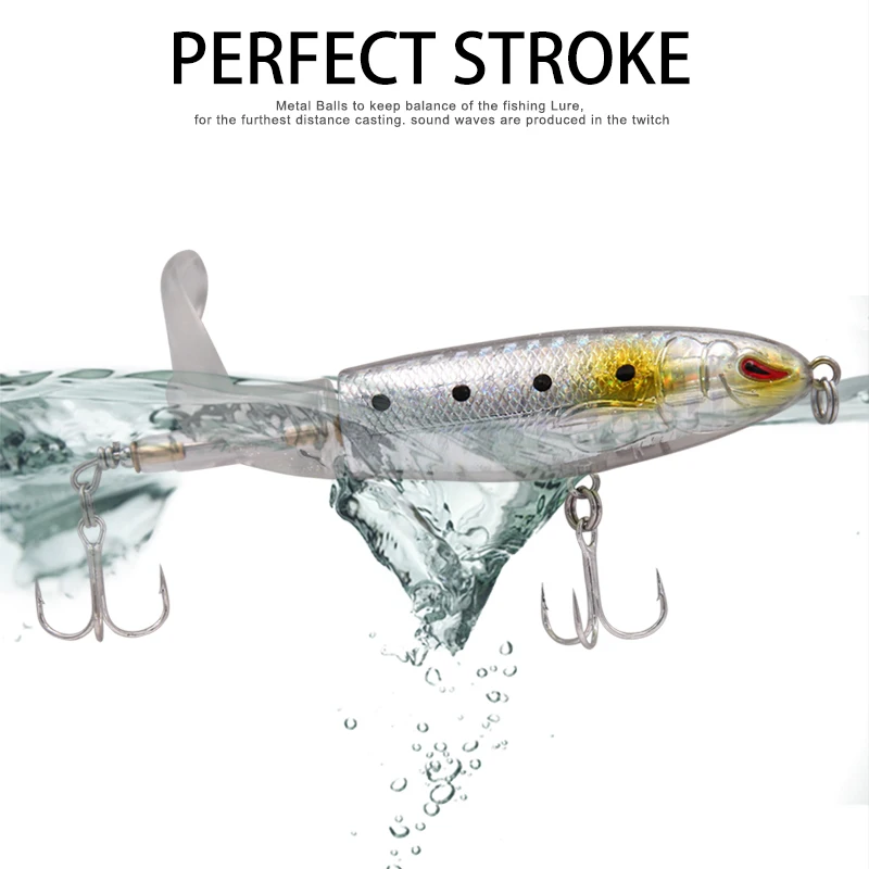 Wondershot-señuelo de pesca flotante D04, 13g, 90mm, Whopper Pencilbait, Topwater, cola giratoria suave, cebos brillantes