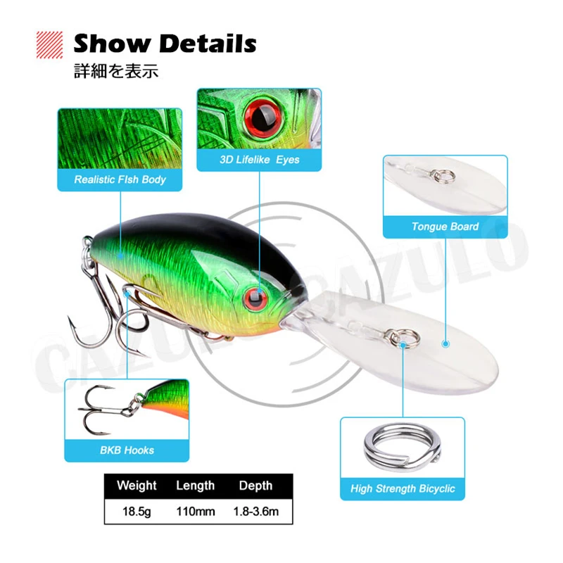 Crankbait-señuelo de Pesca Artificial, anzuelo flotante de 18,5-1,8 m, Isca, 3,6g, 11cm - imagen 4
