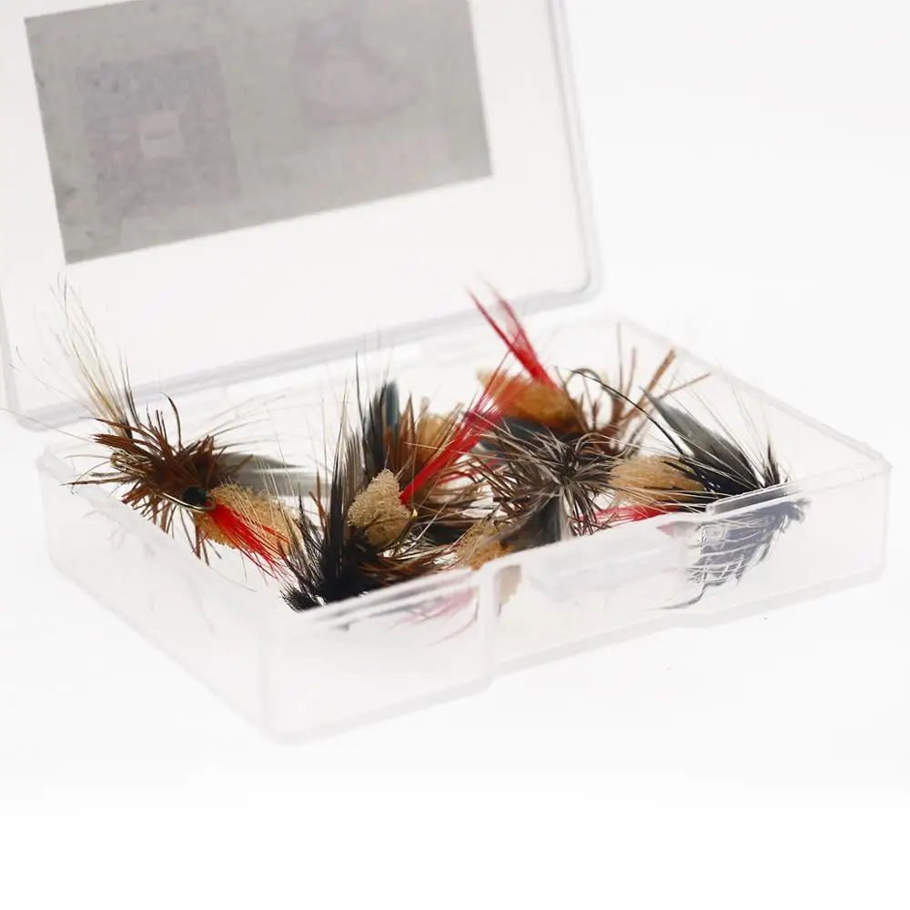 Wifreo 10PCS Mezcla de colores 14 # Pesca de trucha de espuma mosca seca Mayfly Caddis pesca señuelos con mosca - imagen 5