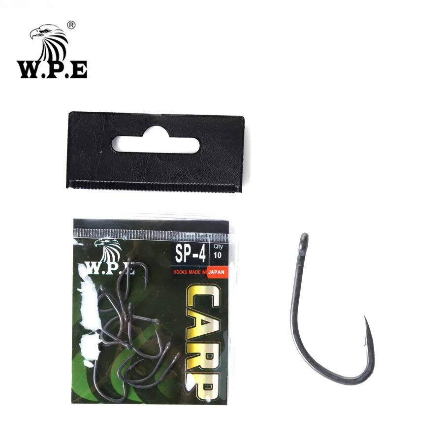 W.P.E-anzuelos de pesca recubiertos, 2 #/4 #/6 #/8 #, aparejos de pesca con púas, accesorios de acero al carbono para carpa, 30 unids/lote