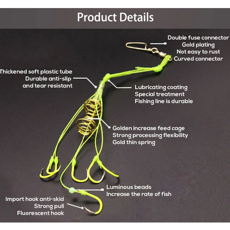 4 Uds. Anzuelo de pesca de explosión, señuelo de resorte fluorescente, anzuelos de caña de lanzamiento, cebos de tambor de cintura, jaula, aparejos de pesca 6-13 - imagen 5