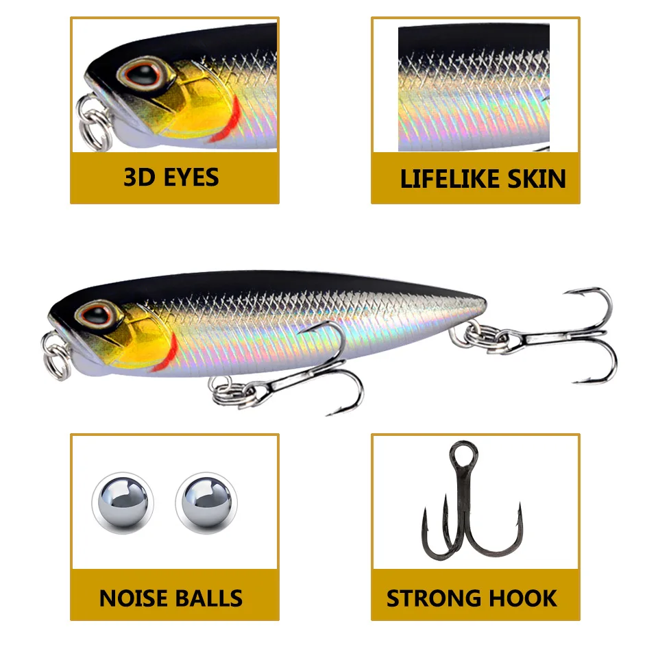 Cebo de lápiz flotante de 6,5 cm/5,5g, cebo duro de plástico Artificial, Crankbait, aparejos de pesca de carpa, 1 unidad - imagen 2