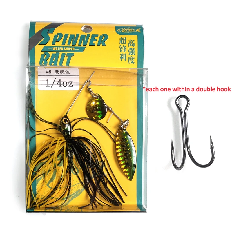 WATER SNIPER-cuchara de Metal SpinnerBait con cabeza de plantilla, gancho Duple, spinner de invierno para pesca de perca, 7g, 10g, 14g - imagen 5