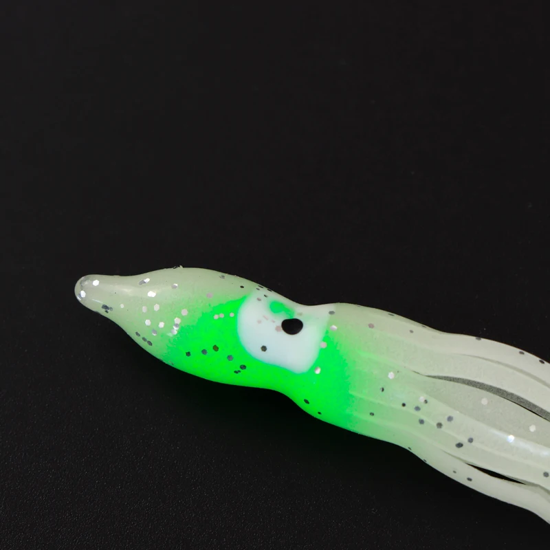 Faldas de calamar de goma de 75/90mm, señuelos luminosos de pesca suave de pulpo, dobladillo ondulado, mezcla de colores, aparejos de pesca de mar, cebo Jigging, 10 Uds. - imagen 4
