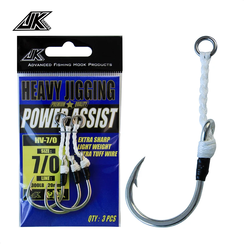JK HV Heavy Assist pesca en el mar 4X anzuelos fuertes 32 hebras PE equipo de línea pescador para juego grande artículos de pesca Mustad