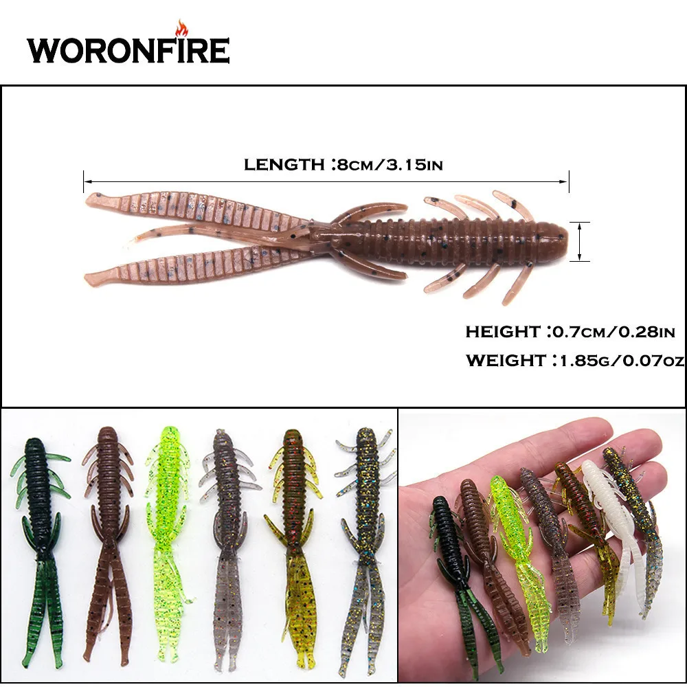 Cebo suave de 8cm/10cm para pescado, 7 Uds., 10 Uds., camarones de bambú, cebos blandos de alta calidad para pez mandarín, perca, lubina tiene buenos resultados - imagen 3