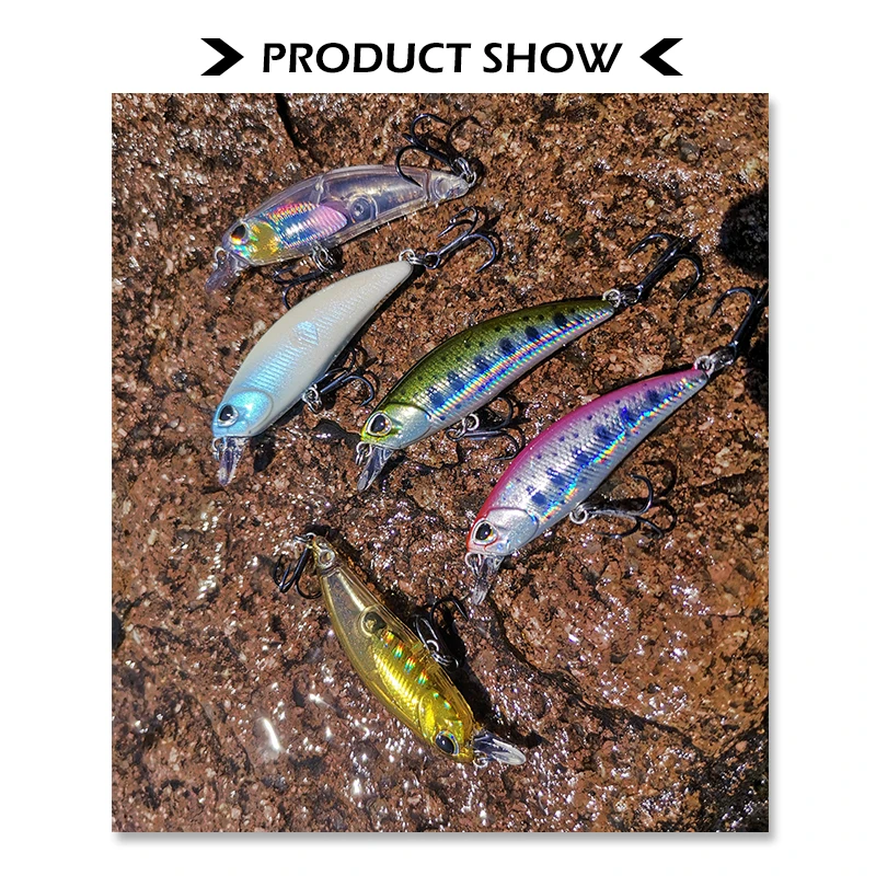 TacklePRO M51 Jerkbait pequeño Minnow Wobblers cebo duro hundimiento señuelos trucha lago 4g 5cm manivela aparejos de pesca lubina agua dulce salada - imagen 5