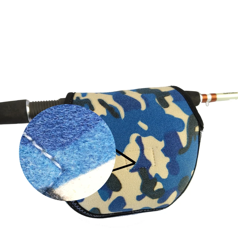 Bolsa de tela SBR para carrete de pesca giratorio, línea de pesca de camuflaje para bolsa de almacenamiento, protección de rueda, paquete de carrete giratorio - imagen 4