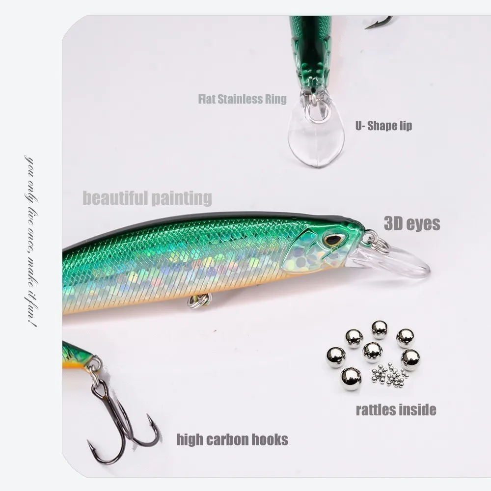 New Crankbait Wobblers Hard Bait 9.5Cm/15G Fishing Lures Minnow for Bass Pike Perch Camping Fake Isca Artificial Jerkbait - imagen 4