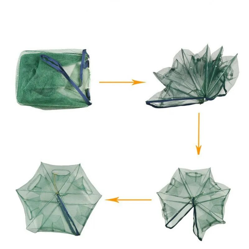 Red de pesca de fundición de 6 a 16 agujeros, jaula de nailon, trampa para camarones, red de pesca, cebos de cangrejo, malla fundida, red de pesca plegable - imagen 2