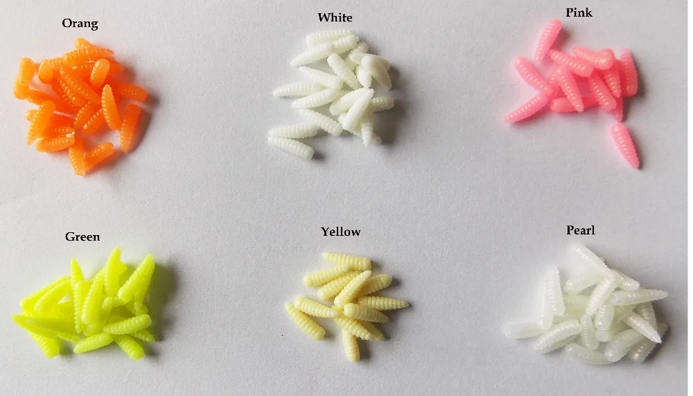 KESFISHING 100 Uds 0,5 "MAGGOT señuelos artificiales de silicona suave pan cebo de gusano aparejos de pesca en hielo trucha olor a pescado - imagen 3