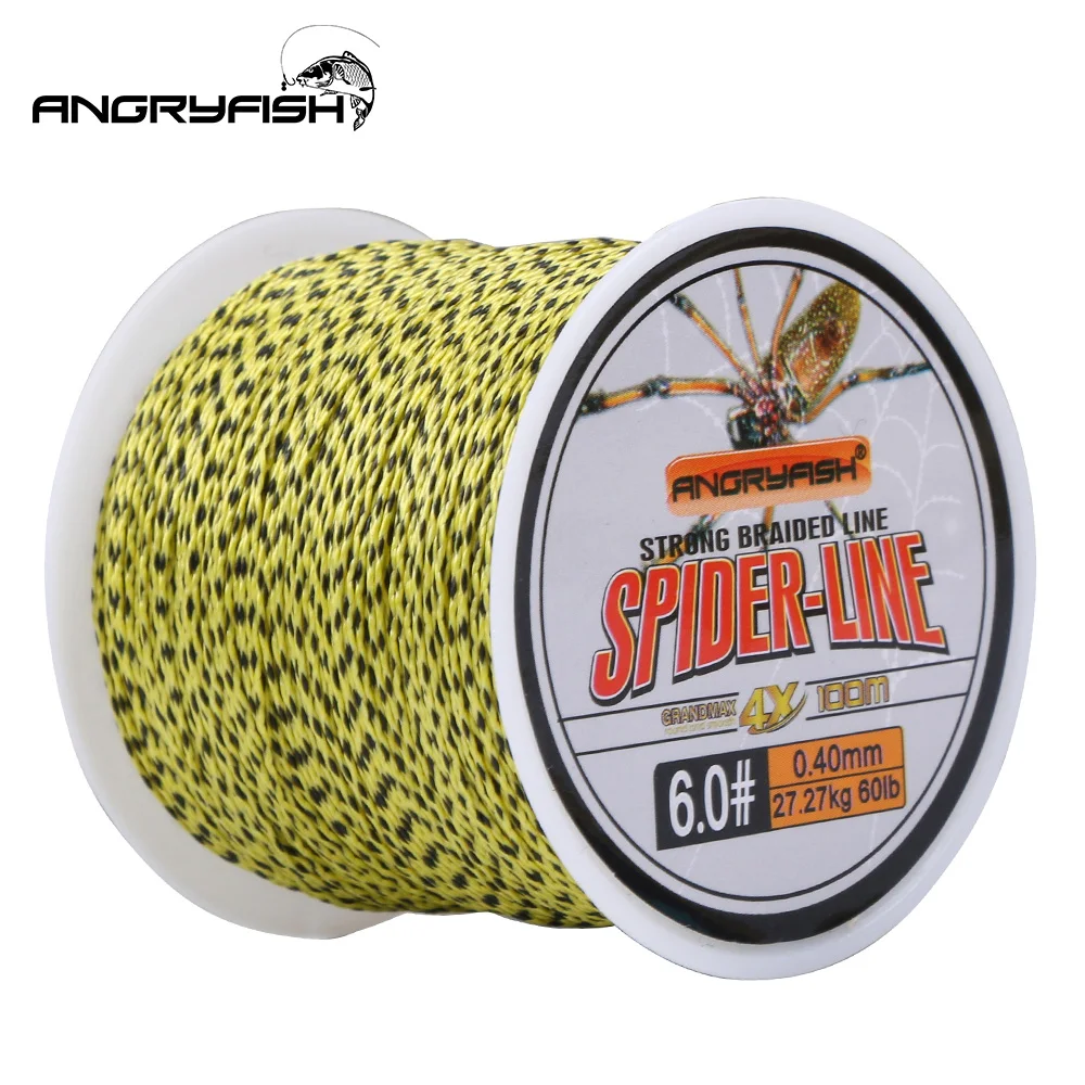 Angryfish-línea de pesca trenzada de 4 hebras, 100M, 110yds, superfuerte, multifilamento, aparejos de pesca - imagen 5