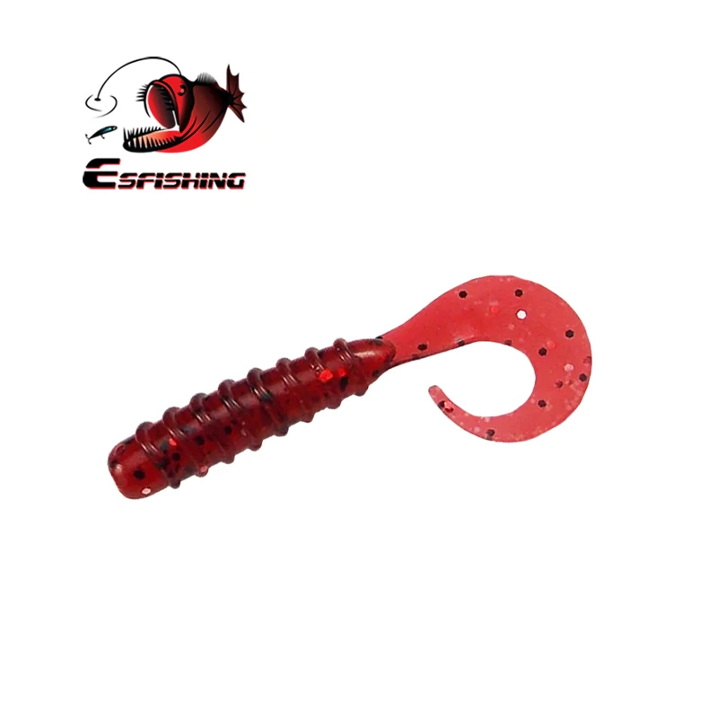 ESFISHING-cebo de plástico blando, bobina de cola Sigle Grub, 55m, 10 Uds., cebo Artificial de silicona, aparejos de Pesca de carpa - imagen 2