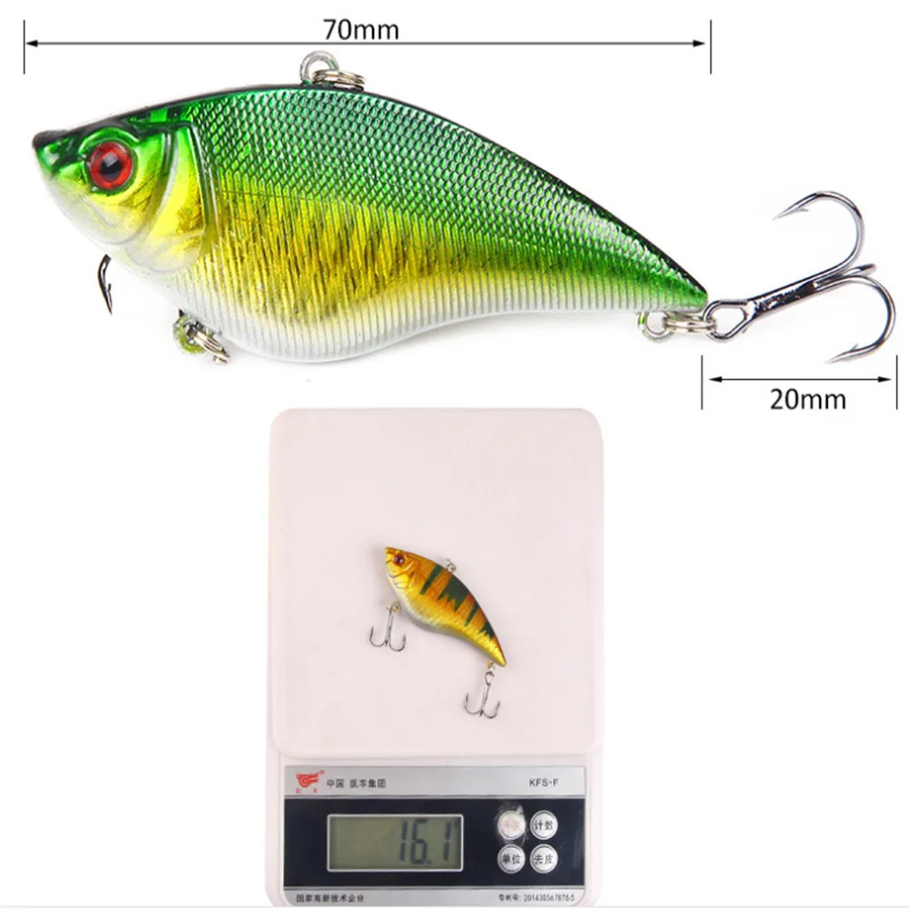 Señuelos de Pesca Wobbler de 7cm y 16g, anzuelos de ratán de plástico duro Artificial, cebo VIB, Crankbait, aparejos de pesca en hielo para invierno, 1 unidad - imagen 5