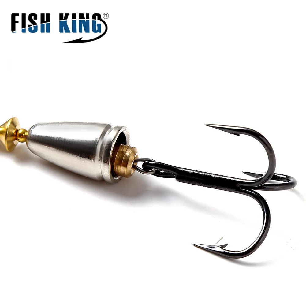 FISH KING-Cebo giratorio largo de 10 colores, Material de cobre con hoja Helieal y anzuelos, señuelo de pesca de Lucio - imagen 4